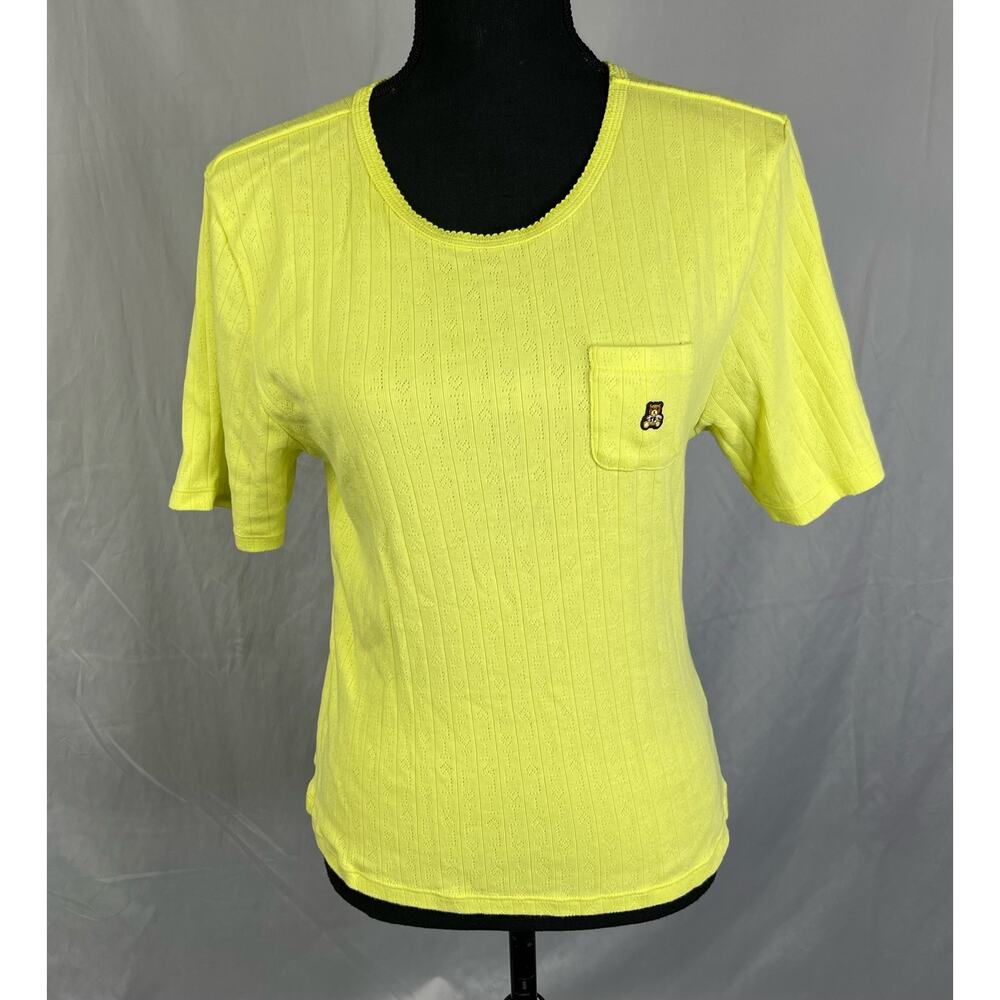 Teddy Fresh short sleeve shirt top knit yellow logo size 2XL
